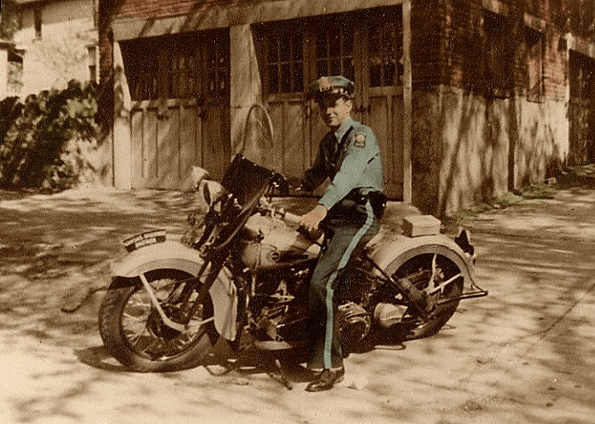 Dewey with his patrol motorcycle